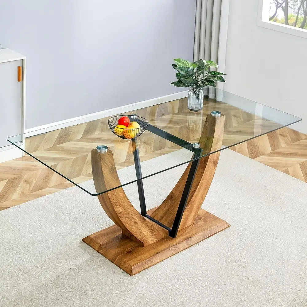 

Elegant 6-Seat Glass Top Dining Table for Stylish Kitchen and Dining Areas