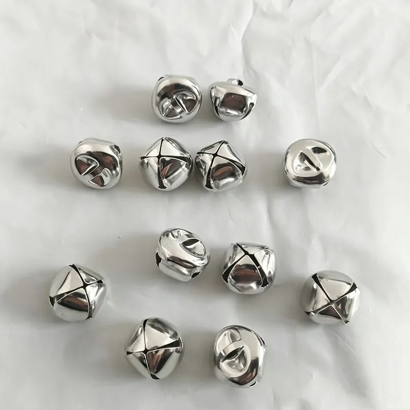 135 pcs 20mm Jingle Bell Charms, Metal Alloy Material, Home Hanging Ornament Christmas Tree Decor, Cross Shape Design, Silver