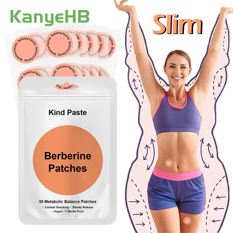 30pcs=bag GLP-1 Patch Berberine Weight Loss Plaster Accelerate Metabolism Transdermal Slimming Stickers Metabolic Balance W055