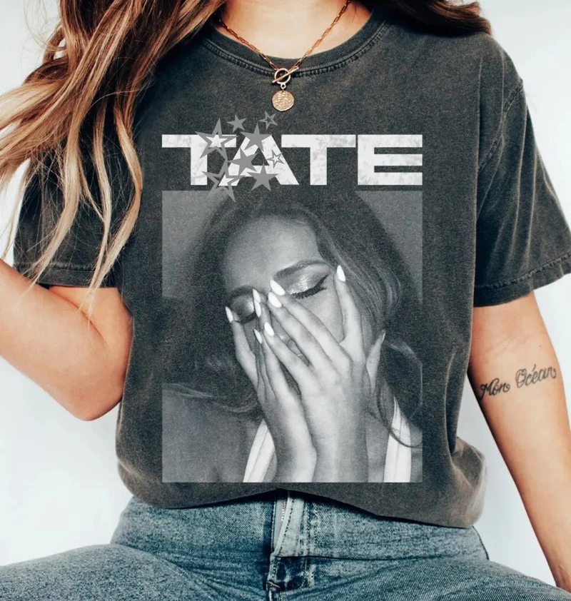 Retro Tate McRae T-shirt with retro pop music graphic stylish unisex fan merchandise -couple's pure cotton loose-fitting top