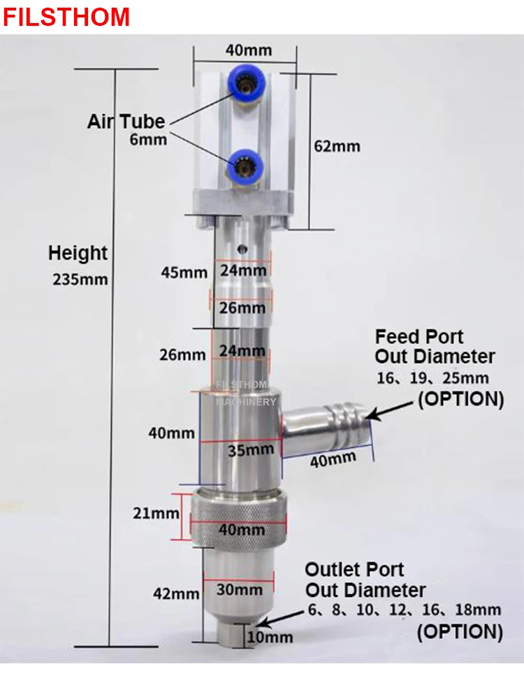 Anti Drip Pneumatic Filling Head 304 stainless steel Filling valve Discharge Nozzle Accessories Of Liquid Paste Filling Machine