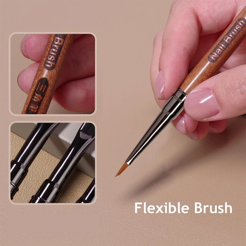 Manche en bois Triangulaire pétale Nail Art brosse 3D conseils modèle photothérapie acrylique brosse à ongles UV Gel bricolage dessin stylo manucure outil