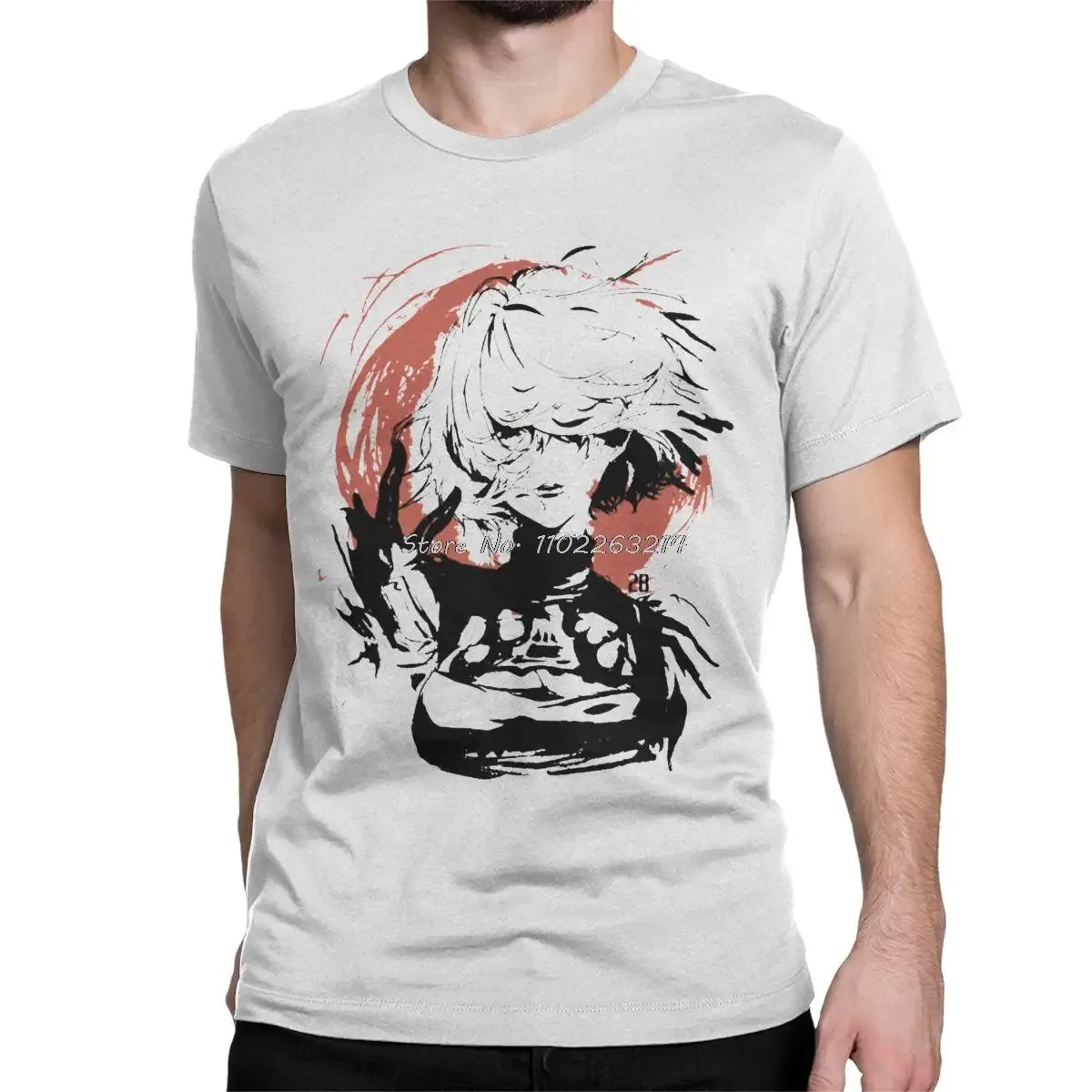 Men Nier Automata 2B Waifu T Shirts Japanese Game Cotton Tops Awesome Short Sleeve anime Tees Gift T-Shirt Oversized