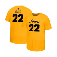 Big Boys and Girls Caitlin Clark Gold Iowa Hawkeyes Retired Player Name Number Core T-Shirts O-neck Overszied Casual Loose Tops