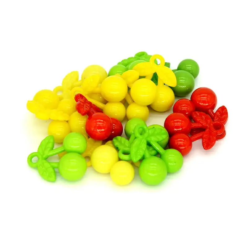 20pcs Cherry Hanging Hole Acrylic Beads 20MM Colorful Cute Pendant For Jewelry Making DIY Bracelet Spacer