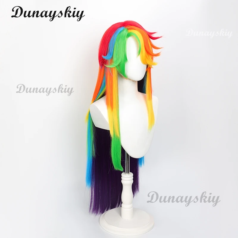 Rainbow Dash Cosplay Pony RD Cosplay Prop Colorful Long Wig Red Orange Yellow Green Blue Purple 90cm Customized