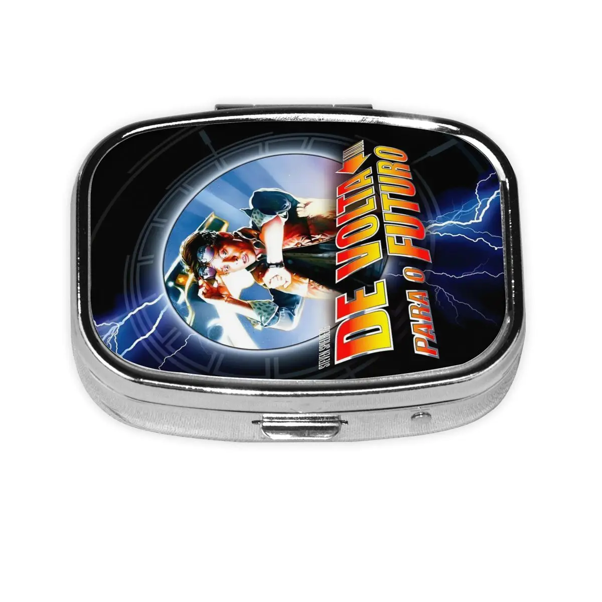 العودة إلى المستقبل صندوق حبوب مربع 2-مقصورة حبوب موزع الخيال العلمي فيلم كوميدي المحمولة الطب حاوية علب التخزين