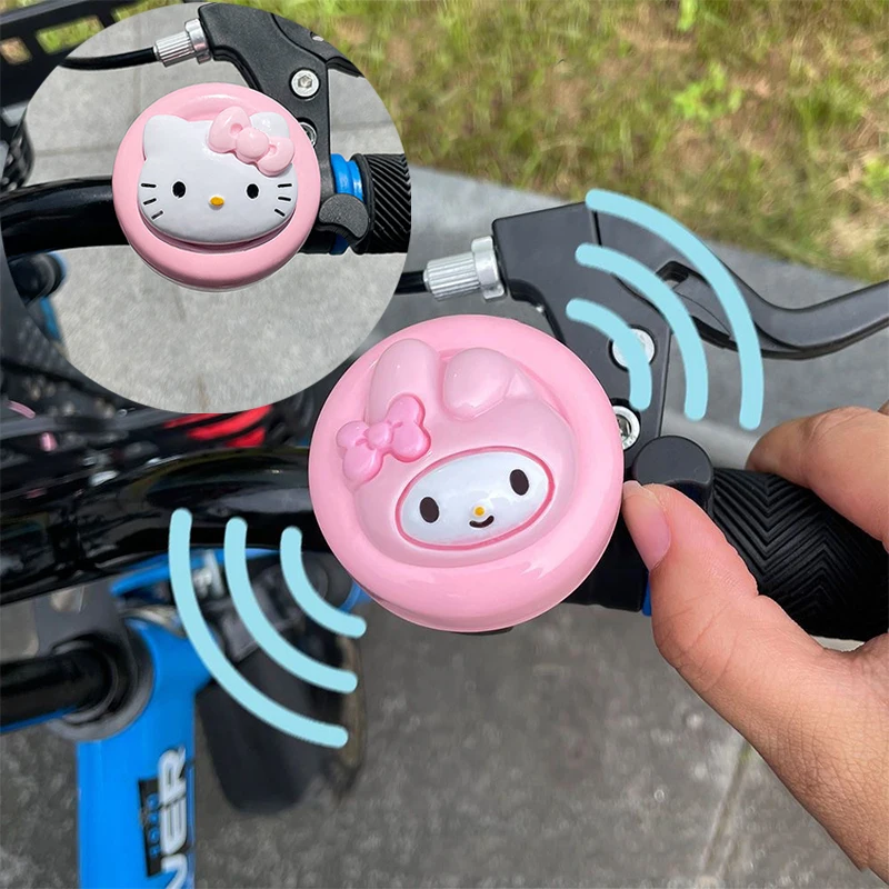 Sanrio Hello Kitty Bike Bell Anime Children Balance Car Bicycle Hand Press Bell Cute Cycling Ring for Handlebar Bike Accessories