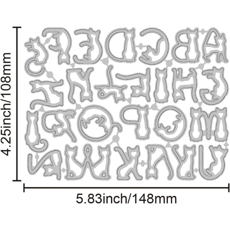 Cat Alphabet Cutting Dies for DIY Scrapbooking Metal Cat Letter Cut Dies Artist Die Cuts for Card Making Embossing Photo Album