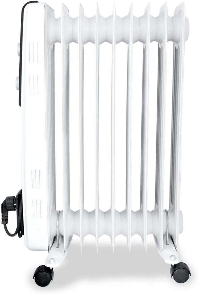 rbegozo RF 2000, Radiador eléctrico de bajo consumo, 2000 W, 3 potencias de calor, 9 elementos, termostato regulable, protección c