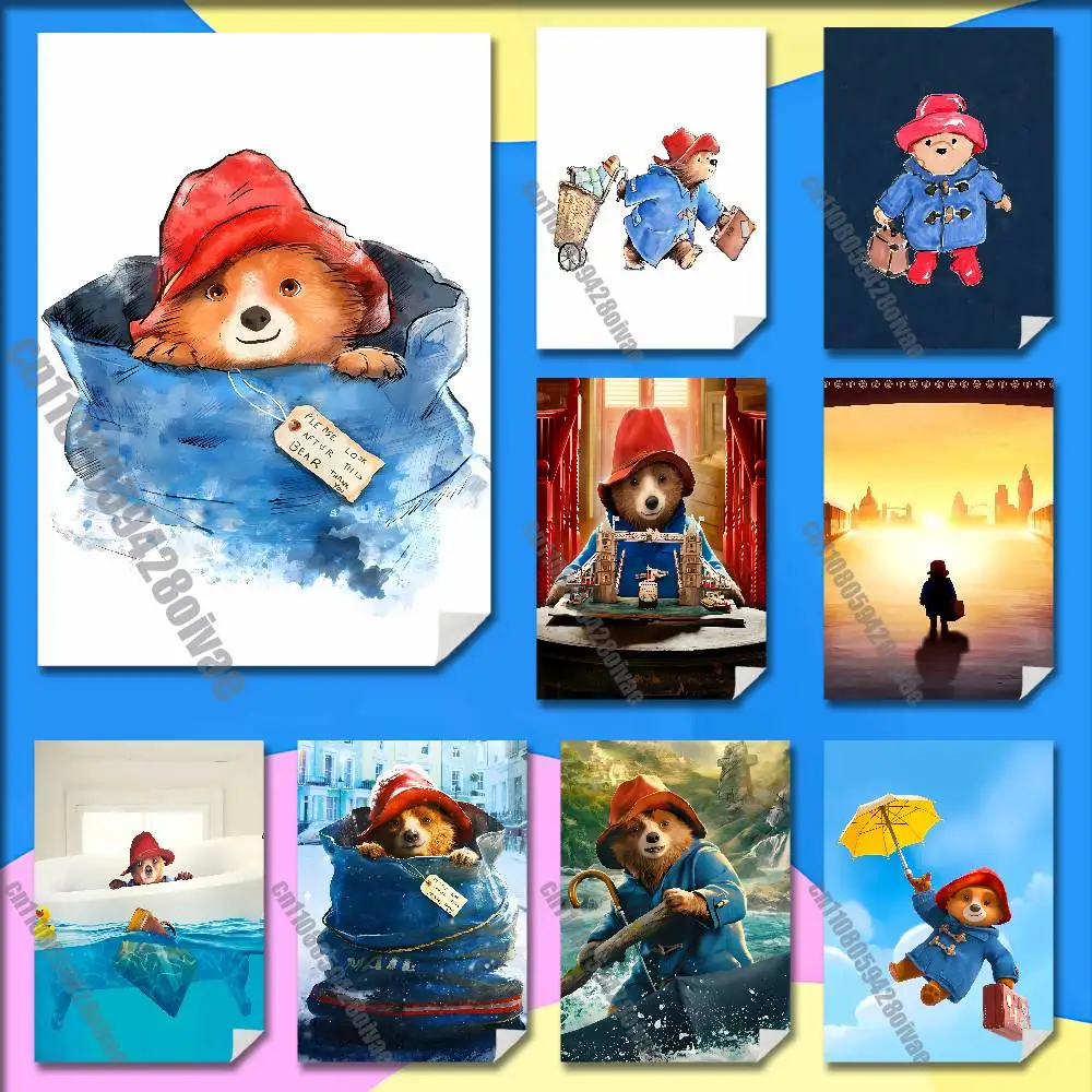 

London P-Paddington Bear Poster Wall Murals For Offices 50x70cm Self-adhesive Decoration Sticker Playbill Cover