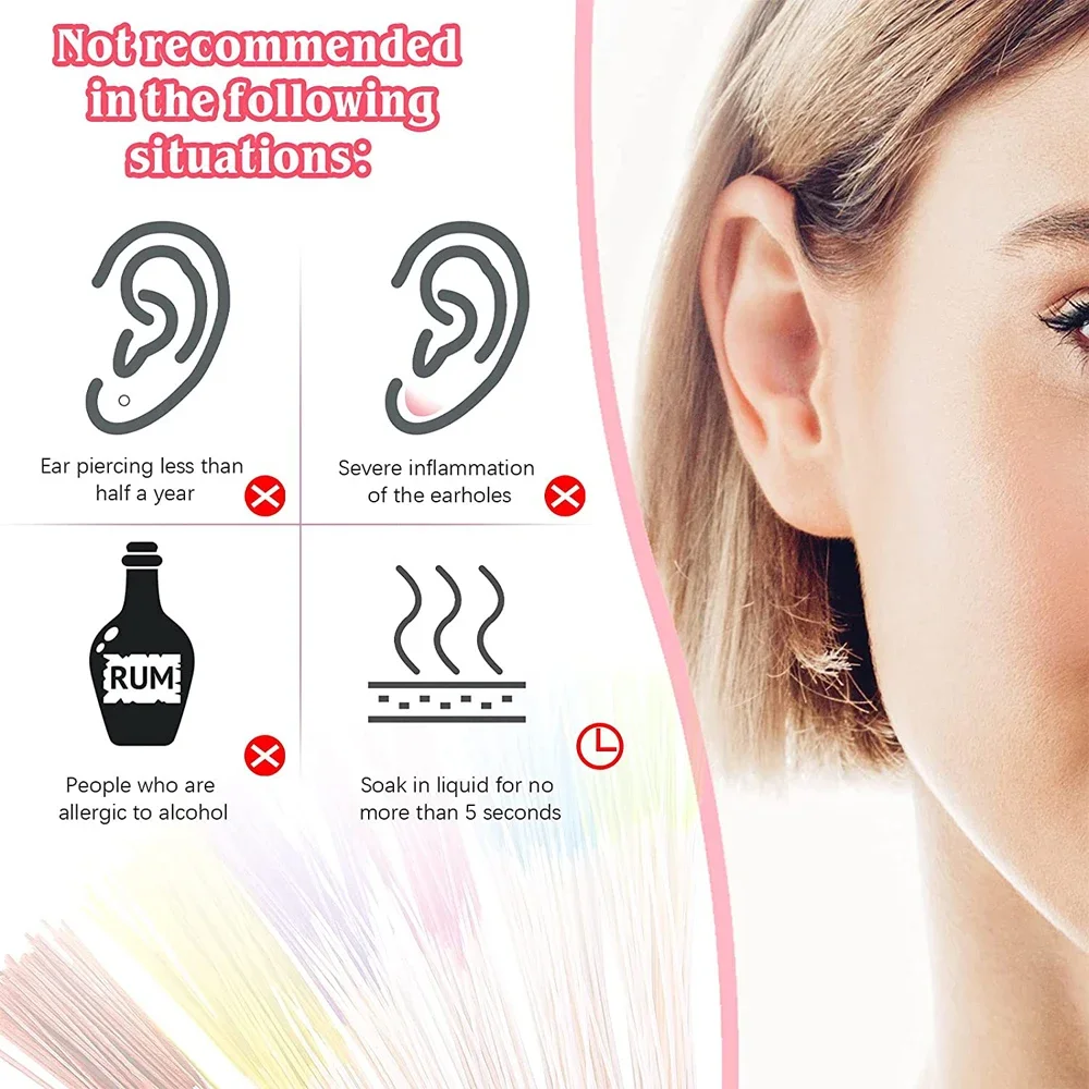 60cs Pierced Ear Cleaning Disposable Piercing Hole Cleaner Line Floss Dirt Remove Anti-Blocking Ear Line Makeup Aftercare Tools