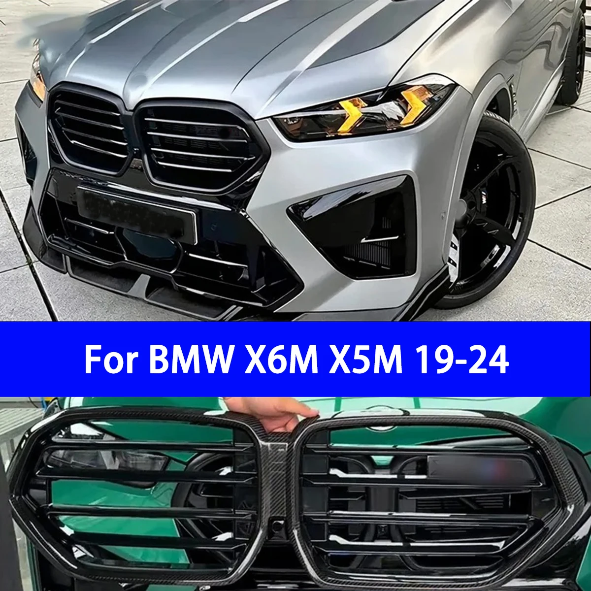 For BMW X6 G06 2023+M60i M50D XDrive30i 40i/X5M F95 X6M F96 19-24 Car Front Bumper Grille Cooling Network LCI Engine Hood Grille