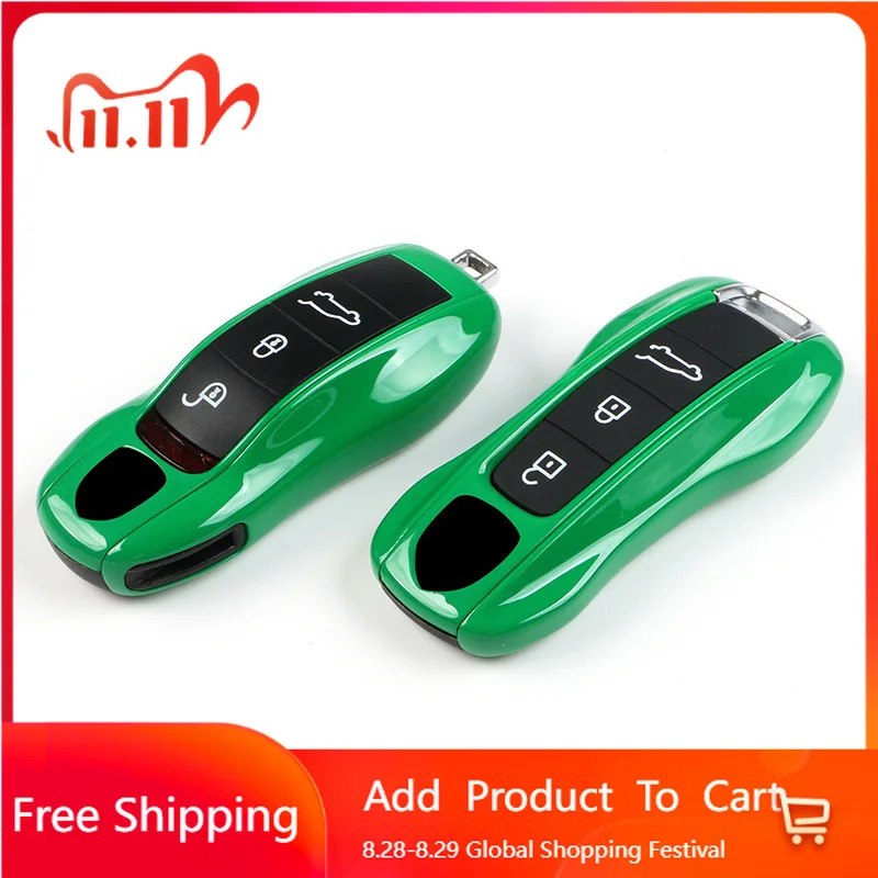 Interior Stickers Car Remote Key Fob Shell Cover Python Green For Porsche Porsche Panamera Cayenne Taycan 711 918 Macan Boxster