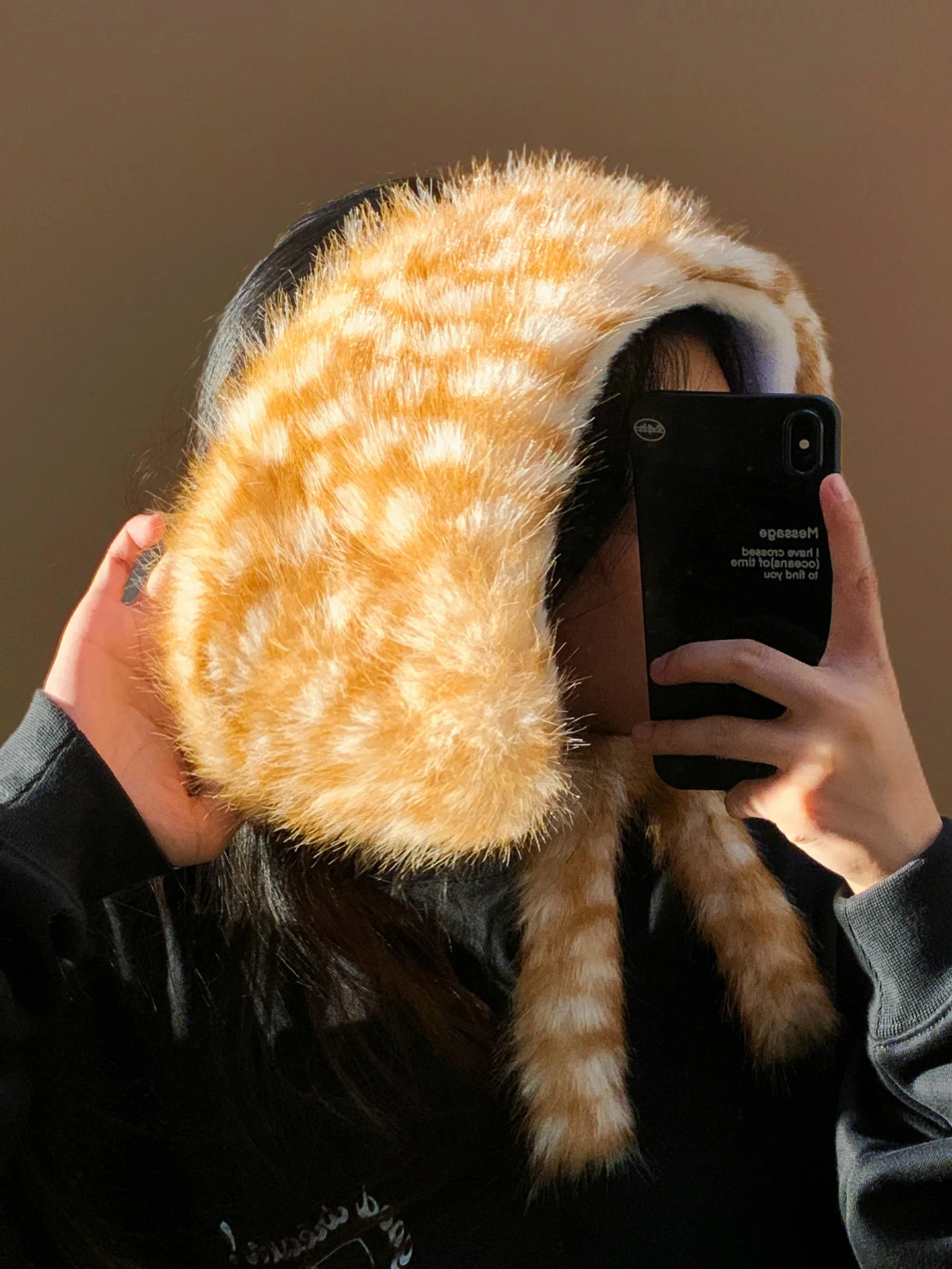 retro-cute-deer-spot-pattern-bow-tie-ear-muffs-women's-winter-thick-warm-cold-proof-plush-ear-cover-ear-wrap-ear-warm