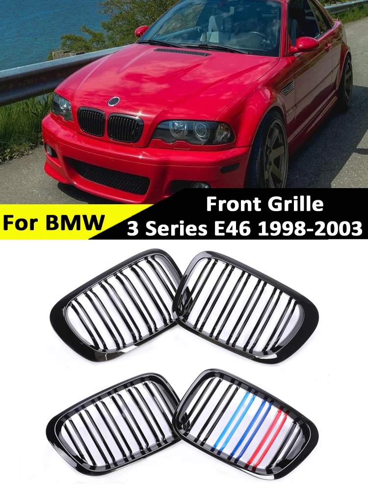 

For BMW 3 Series E46 1998-2003 2/4 Doors 325i 320i 330i Front Bumper Intake Lower Kidney Grille M Style Racing Black Grill OEM