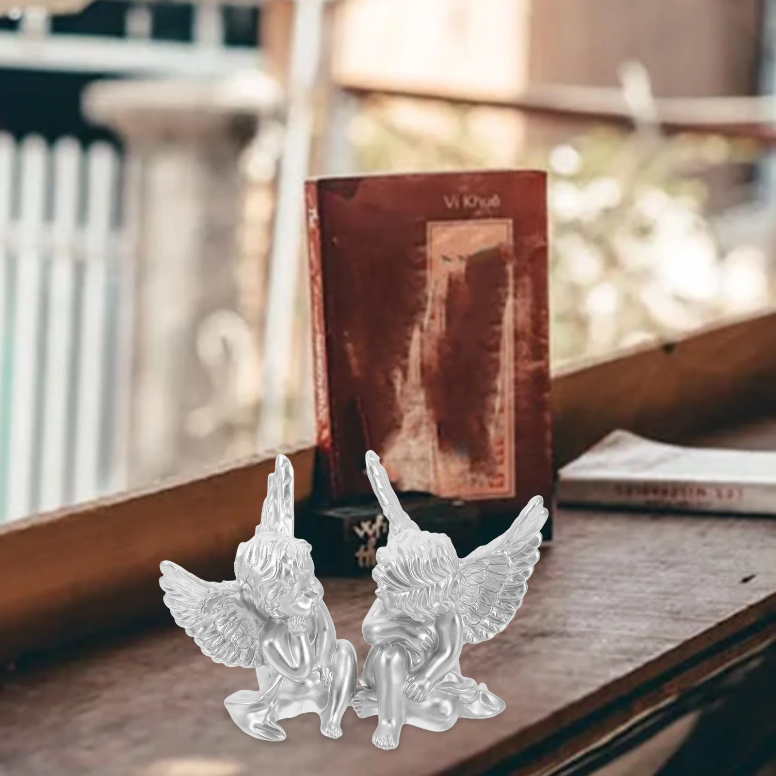 

2 Pcs Angel Statue Multifunction Centerpieces for Tables Sculpture Memorial Gift Resin Sympathy