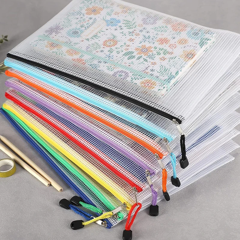 5 ~ 20 Stück A4/A5 Mesh-Reißverschlusstasche, Dokumententasche, Stifttasche, Aufbewahrungstaschen, wasserdichte Reißverschluss-Aktenordner, Schule, Bürobedarf, TMZ