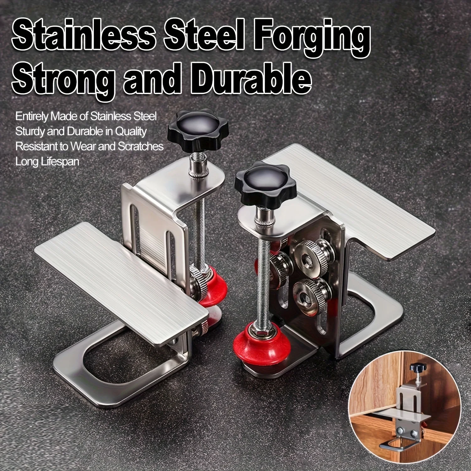 1pc Adjustable Stainless Steel Woodworking Cabinet Door Installation Locator, Multi-Functional 201 Stainless Steel