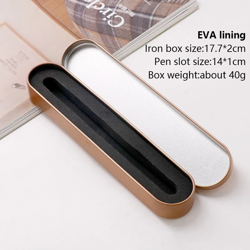 17x2cm Black Metal Pen Box High Quality Protection Box For Fountain Pen Pencils Stationery Gift Box Office School Supplies