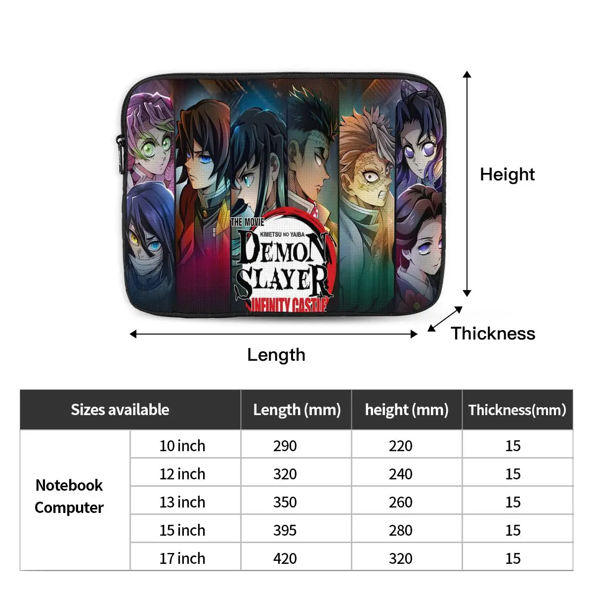 Demon Slayer_ Kimetsu No Yaiba Notebook Laptop Bag Case Pouch 10 12 13 15 17 Inch For Macbook Air Pro Tablet Shockproof Case Bag