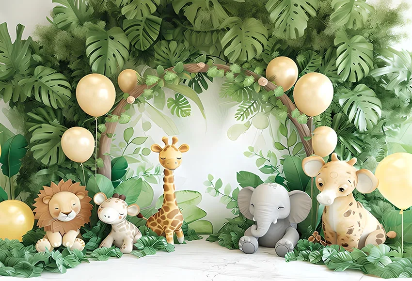 Mehofond الغابة سفاري بالون خلفية الوليد بيبي بوي حفلة عيد ميلاد التصوير خلفية الحيوان الأسد ديكور استوديو الصور