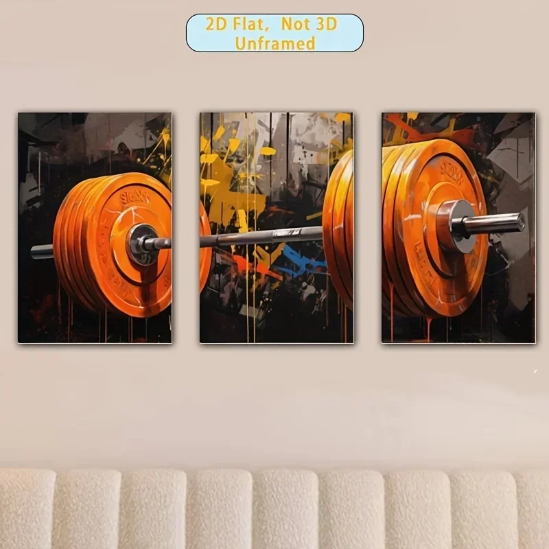 2D Flat, 3pcs, 2D Flat, Frameless, 3pcs Canvas Print Set, Stylish Wall Decor for Various Scenes, Frameless Option Available,