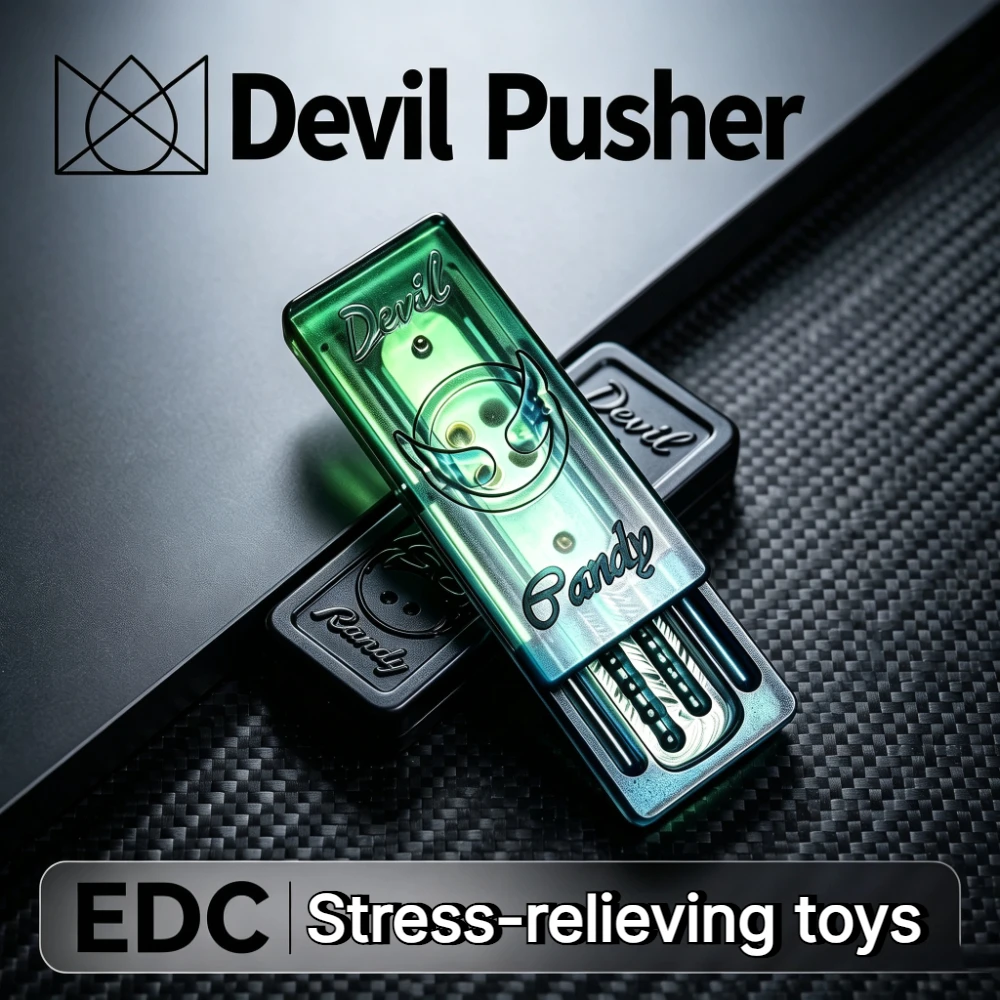 DUYEEDC Little Devil Mechanical Dense Dual-Rail Straight-Push Fingertip Card Stress Relief Toy
