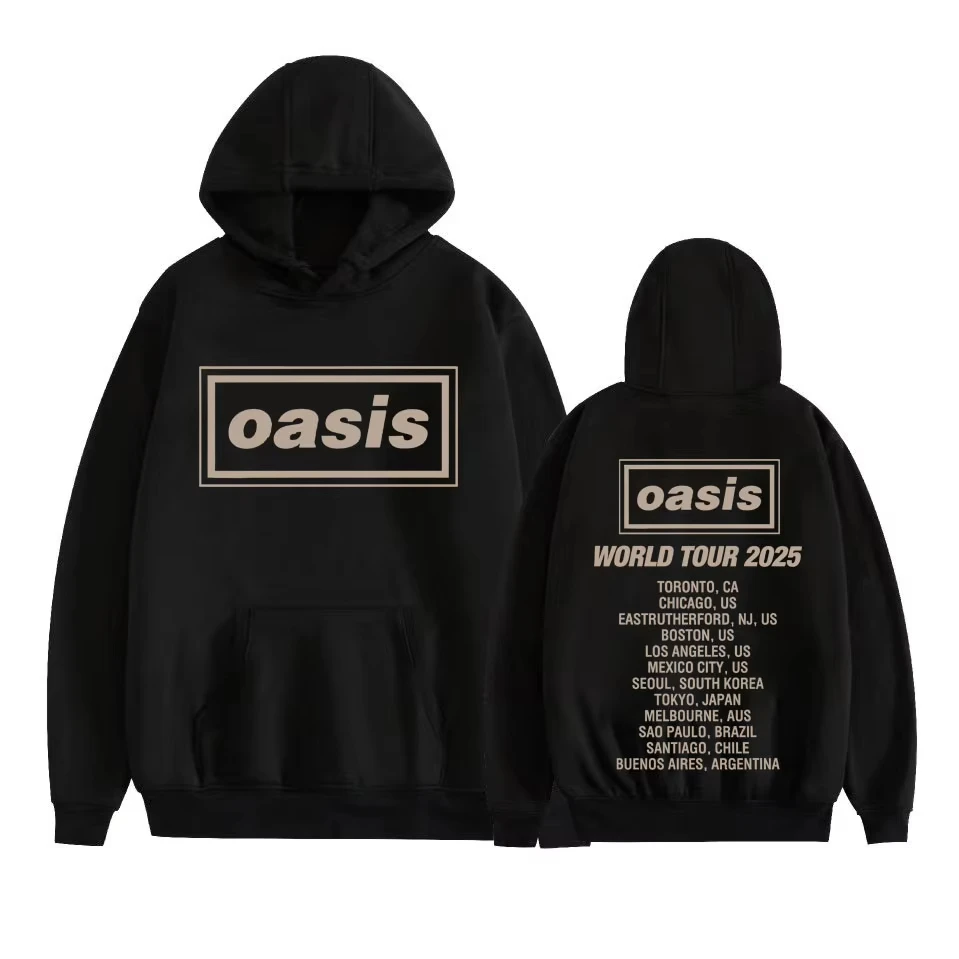 

Oasis World Tour 2025 Cover Print 90s Retro Hip-hop Sport Hoodie Comfortable and Fashionable Street Sport Pullover
