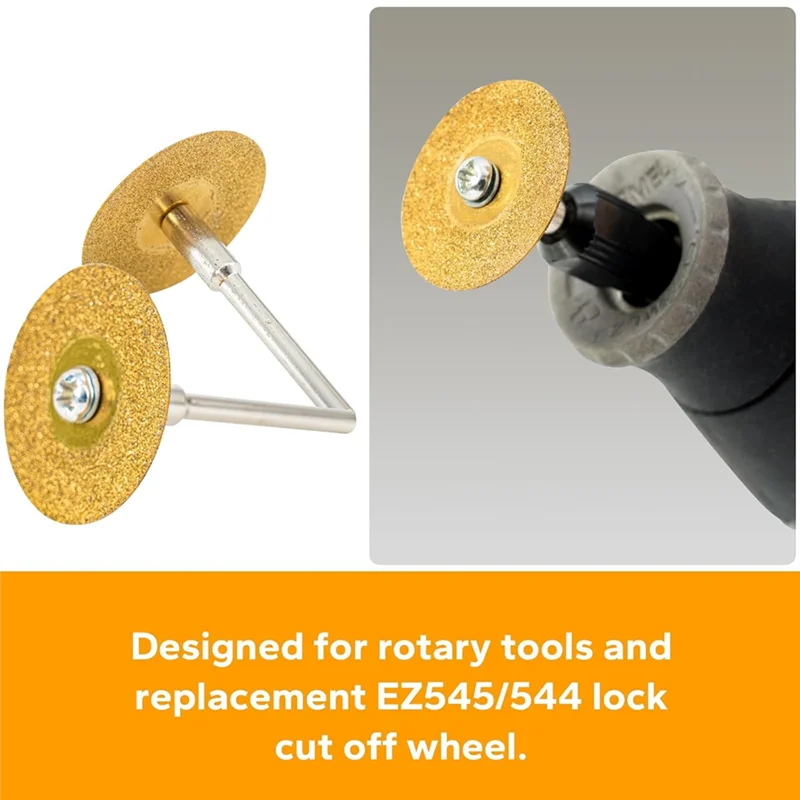 

High Quality-10Pcs Diamond Cutting Titanium Coating Disc Cut Off Wheels With 2Pcs Mandrel, For Rotary Tool Attachments(25Mm),10P