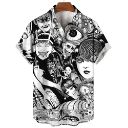 Horror Pattern Shirts 3d Print Shirt Men Hawaiian Shirts Casual Summer Printed Short Sleeve Shirts Summer Beach Blouse