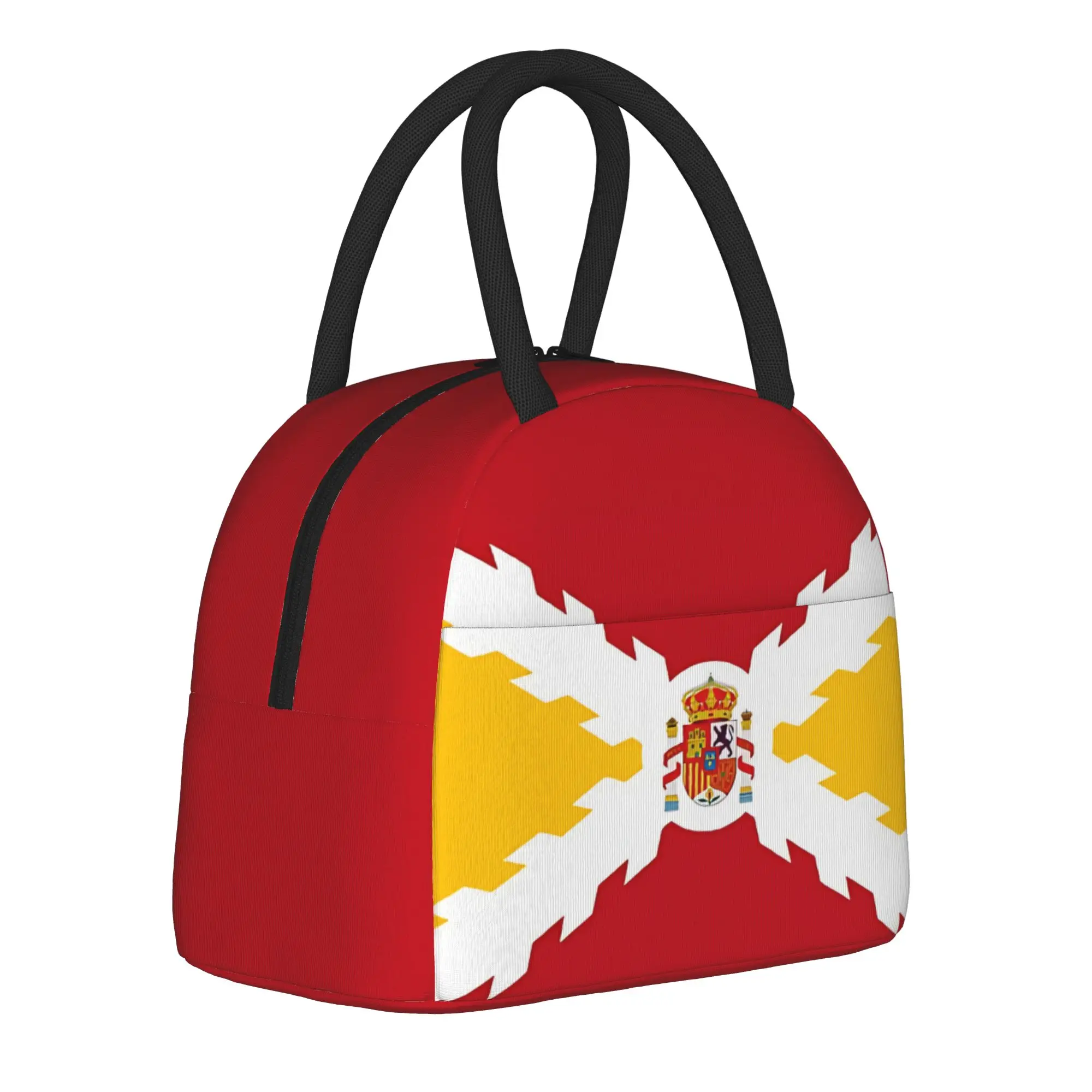 Spain Flag Burgundy cross  Insulated Lunch Bags High Capacity  Reusable Thermal Bag Lunch Box Tote College  Picnic Bento Pouch