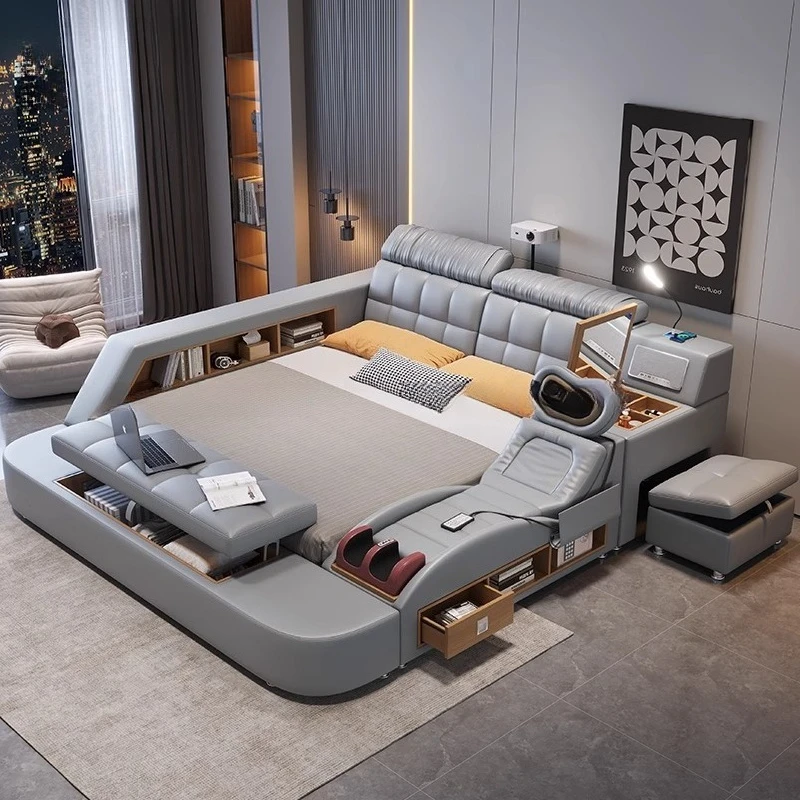 

Minimalist Unique Bed Modern Metal Frames Vanity Massage Bed Nightstands Bedroom Cama De Lujo Para Dormitorio Home Furniture