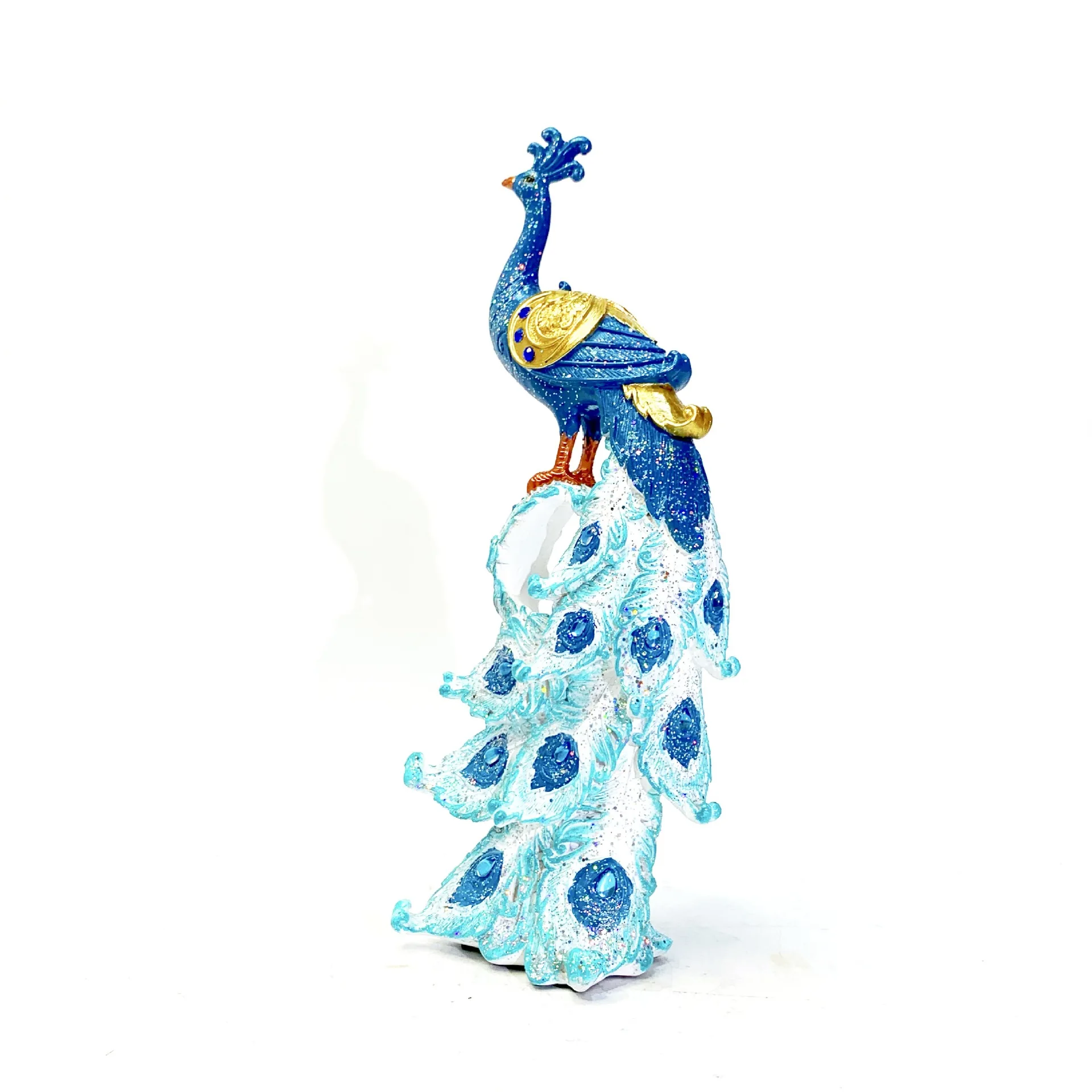 *qa Nordic Luxury Enamel Rhinestone Peacock Cape Statue Figurine Resin Hotel Club Decoration Luxury Home Decor#