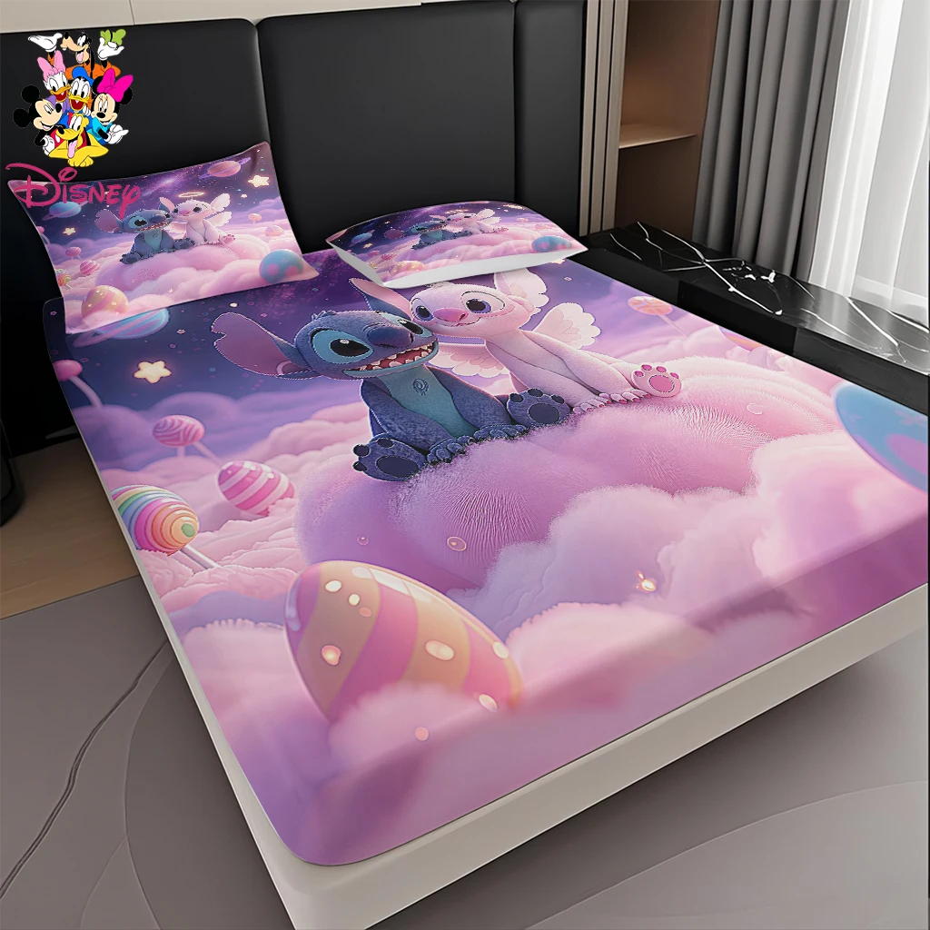 2/3 قطعة مجموعة ألواح ديزني ستيتش والملاك المجهزة، موضوع سحابة السماء المرصعة بالنجوم، مناسبة لغرف النوم المنزلية/غرف الضيوف/المهاجع