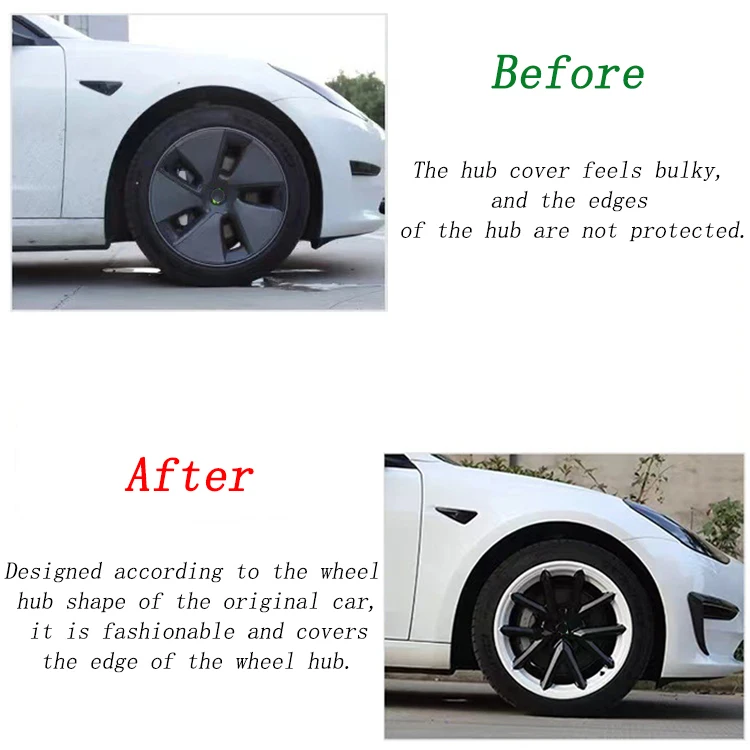 New Sport Style Glossy Matte White Black HubCap Performance Replacement Wheel Rim 18 Inch Cover For Tesla Model3 2021-2023