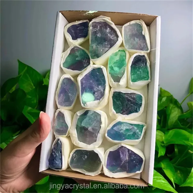 Natural Quartz Raw Rainbow Fluorite Crystal Set, Healing Reiki, Hot Selling