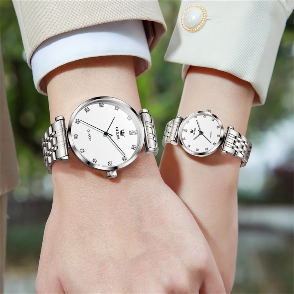 OLEVS Couple Watches Simplitity Fashion Trend Original Wristwatch Exquisite Lover Watch Gift Box His and Her Watch Set 5596