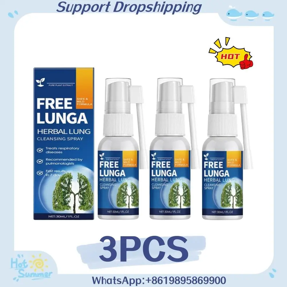 3 pezzi Spray detergente a base di erbe disintossicante polmonare per fumanti Clear Congestione nasale 30 ml Promuove una respirazione facile