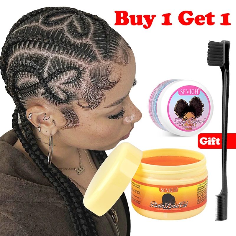 Edge Control Gel Set Hair Braiding Gel Biotin Anti Break Hair Wax Non-Greasy Hair Styling Cream Anti-Frizz Wax Stick For Wig