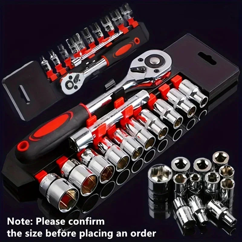 Car 12pcs Socket RatchetHandle Wrench Set 1/4 3/8 1/2 SpannerKitWithExtension Rod and 10 CommonSockets RepairHandToolCombination