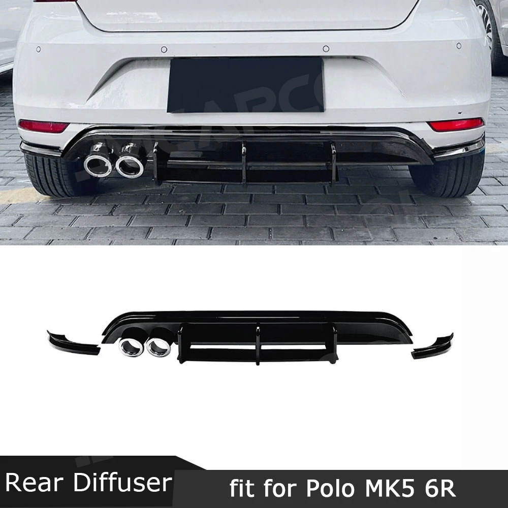 

ABS For Volkswagen Polo MK5 6R 2009-2014 Rear Bumper Lip Spoiler Diffuser Protector Exterior Accessories Car Moulding Trims