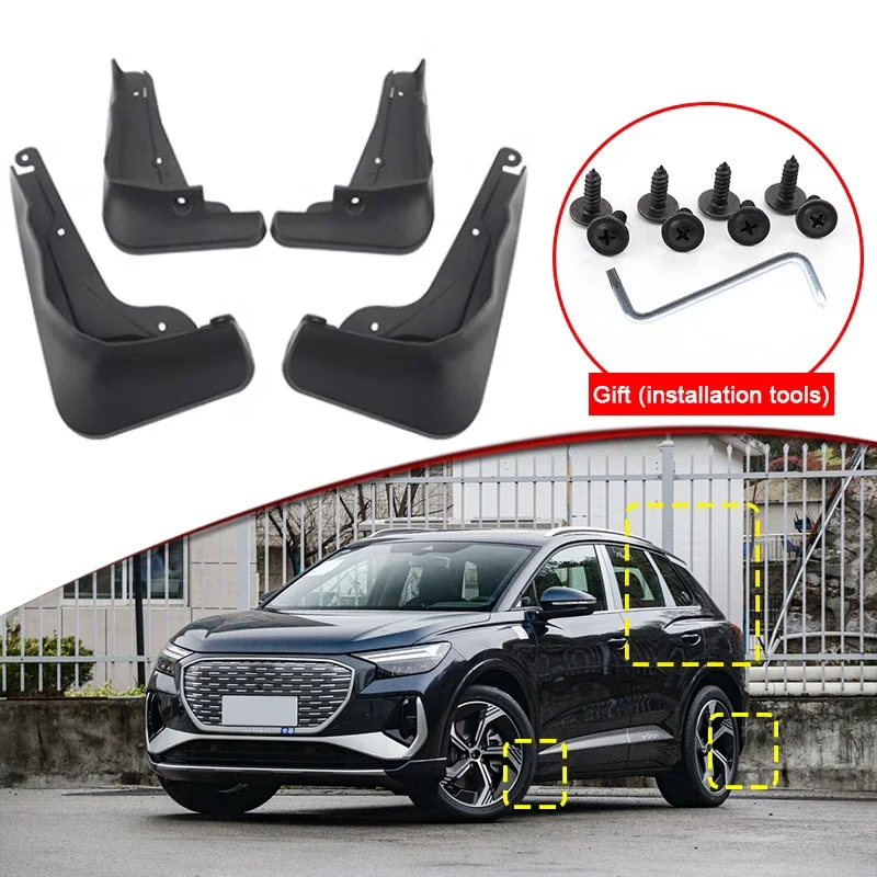

Car Styling For Audi Q4 e-tron 2021-2023 2024 ABS Car Mud Flaps Splash Guard Mudguards MudFlaps Front Rear Fender Accessories