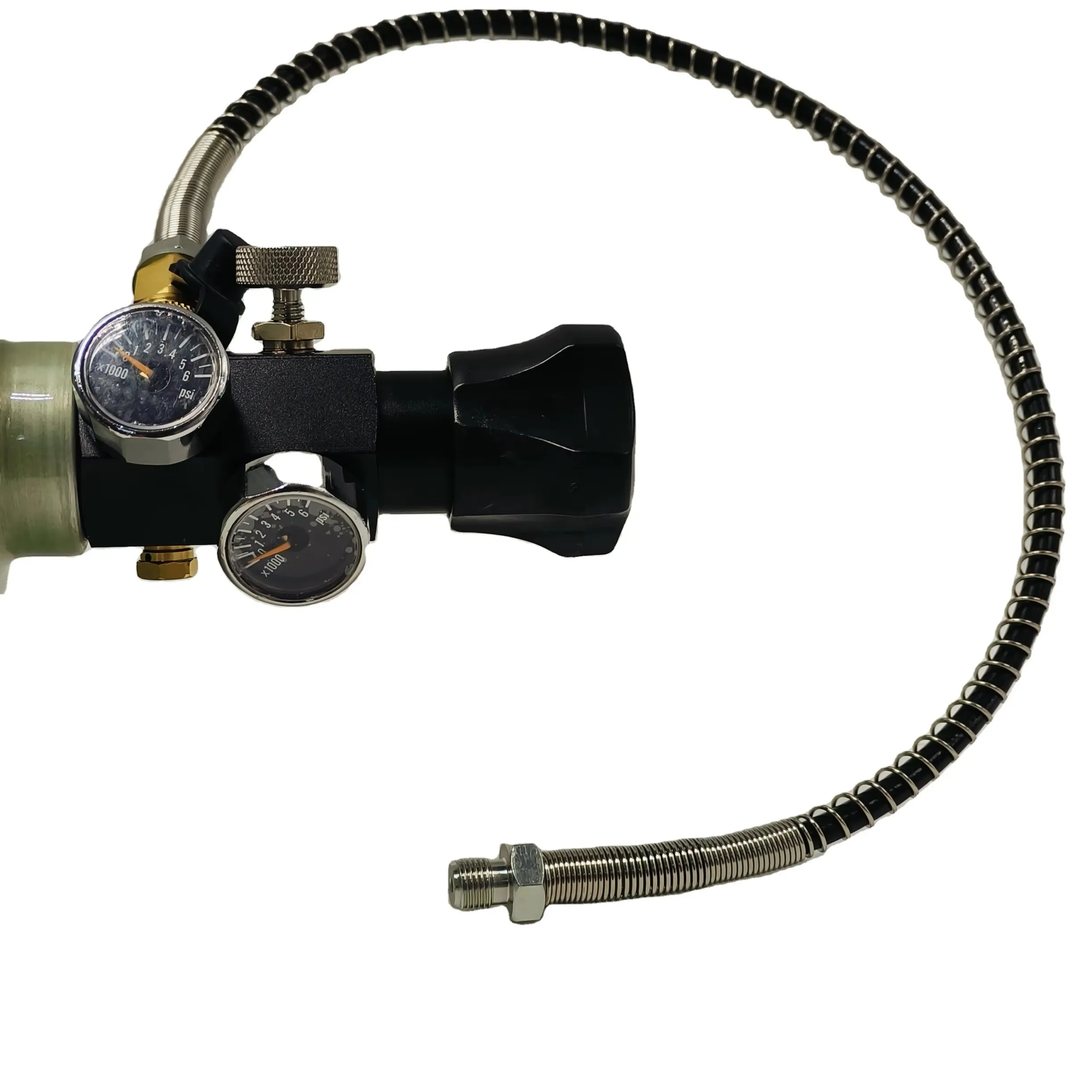 ACECARE 300Bar 4500Psi 12L أسطوانة ألياف الكربون HPA مع صمام قياس مزدوج محطة تعبئة المطاط واقية أسفل SCBA الغوص