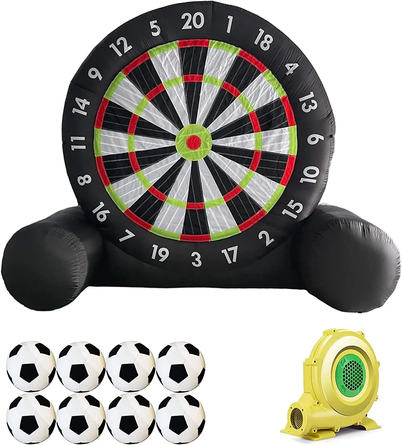 

Giant Outdoor Inflatable Soccer Darts Board with 8pcs Soccer Ball&350W Blower&Support Frame for Kick Dartboard Sport Game