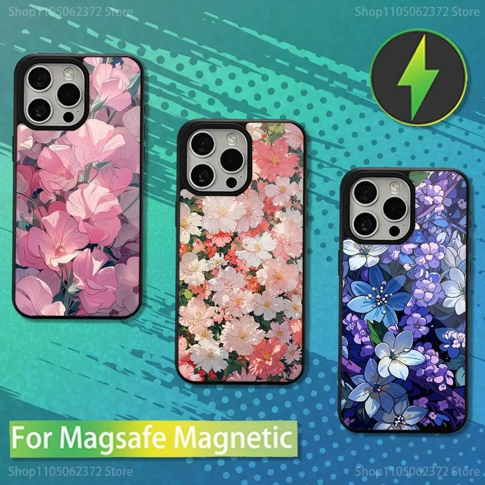 

Painting Art Flower Phone Case For iPhone 16,15,14,13,12,11,Pro,Max,Plus,Mini,Magsafe,Magnetic Wireless Charging Case
