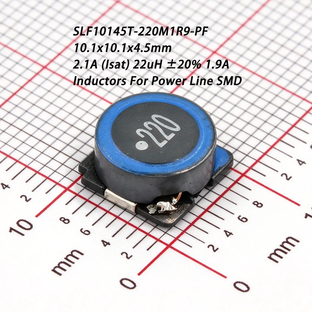 10PCS SLF10145T-220M1R9-PF 10.1x10.1x4.5mm 2.1A (Isat) 22uH ±20% 1.9A 22000nH 0.022mH NEW Original Inductors For Power Line SMD