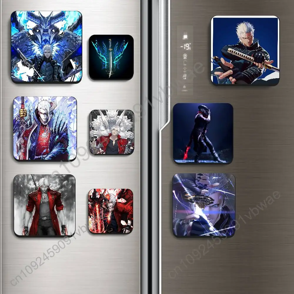 Maximum combat power Vergil DMC Dante Black Square Plastic Fridge Magnet, for Magnetic Sticker No Trace Left, Durable