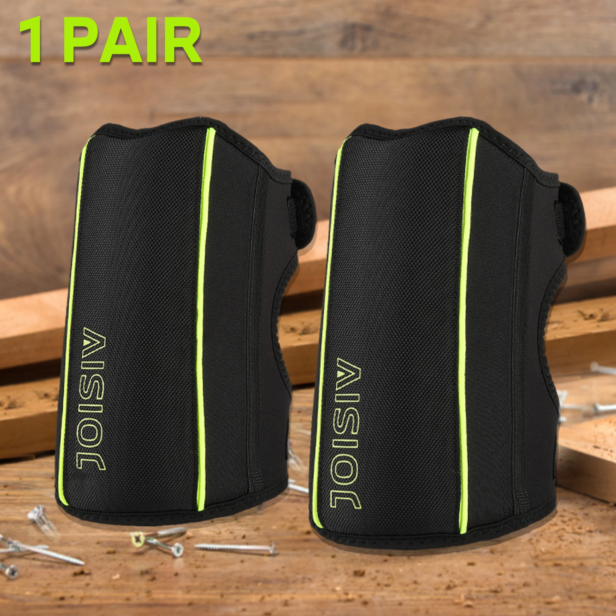 Unisex Knee Pads, Waterproof, Adjustable Straps, Thick EVA Foam, Neoprene, Fluorescent Trim, for Gardening, Cleaning, Yoga