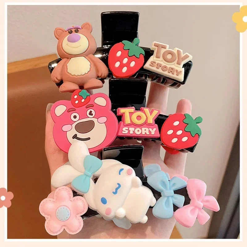 Cute Disney Cartoon Lotso Hair Claws Women Kawaii StellaLou Hairpins Girl Cinnamoroll Hair Clips Resin Shark Clip Kids Xmas Gift